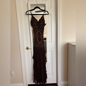 brown beaded maxi dress